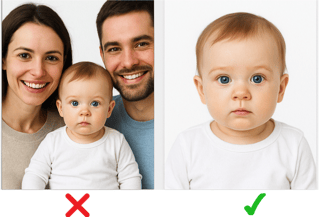 Детская виза Фото Верно Неверно