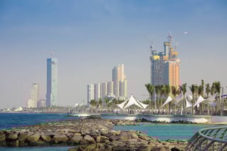 Jeddah waterfront with modern skyscrapers