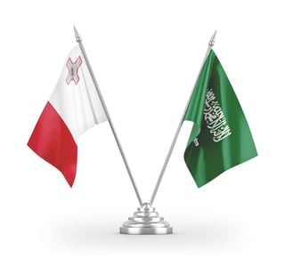 Malta and Saudi Arabia flags crossed
