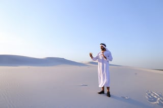 Modern Handsome Muslim Man Holding Phone