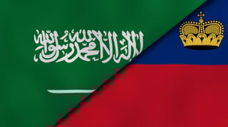 Saudi Arabia and Liechtenstein Flag Together