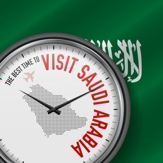 The Best Time to Visit Saudi Arabia. Flight, Tour to Saudi Arabia. Vector Illustration