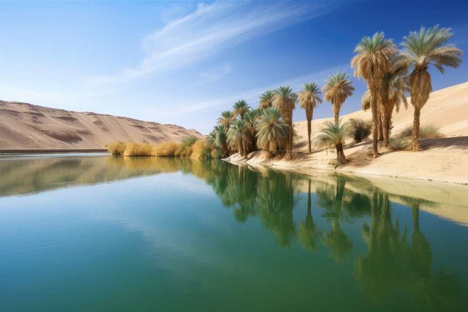 Desert Mirage Of Beautiful Oasis