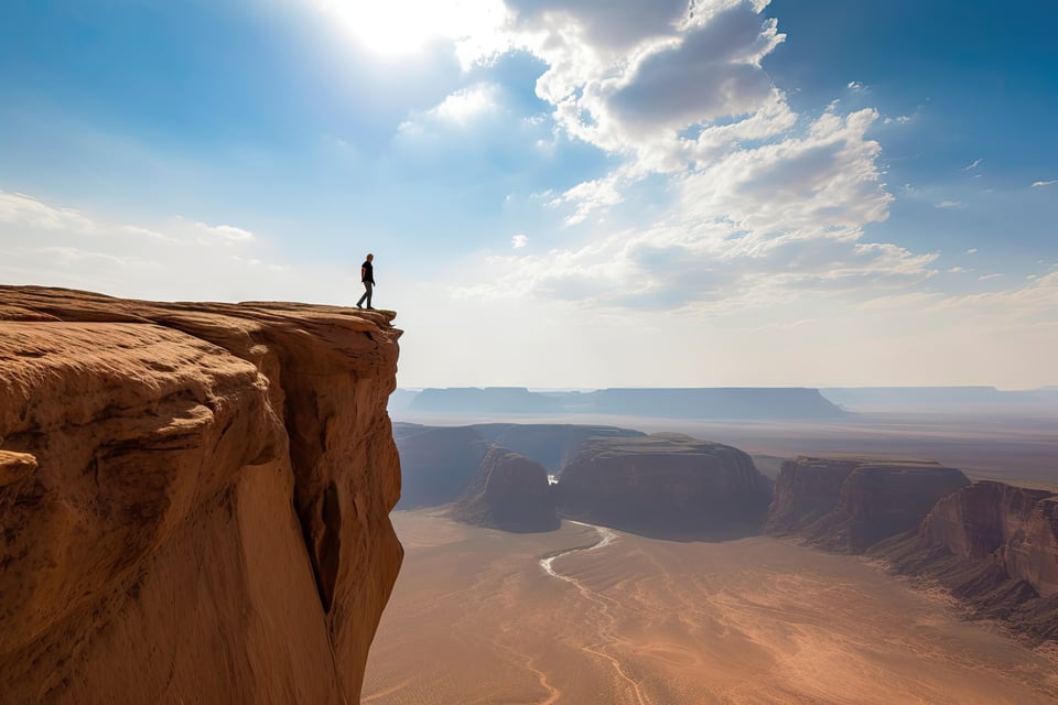 Person Standing At The Edge Of A Cliff