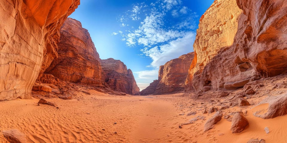 Wadi Disah Valley With Sandstone Cliffs