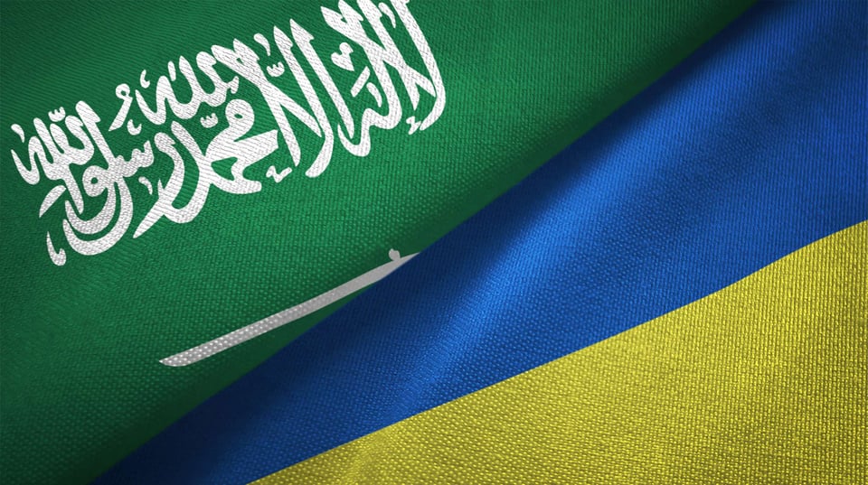 Flags Of Saudi Arabia And Ukraine Together