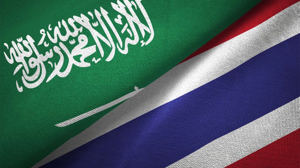 Saudi Arabia And Thailand Flag Together