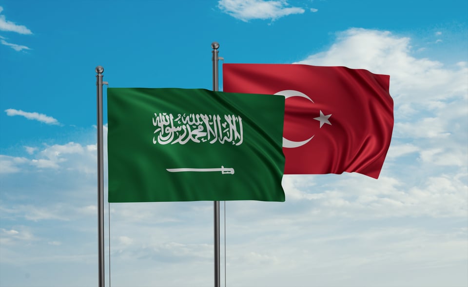 Saudi Arabia and Turkey Flags Together