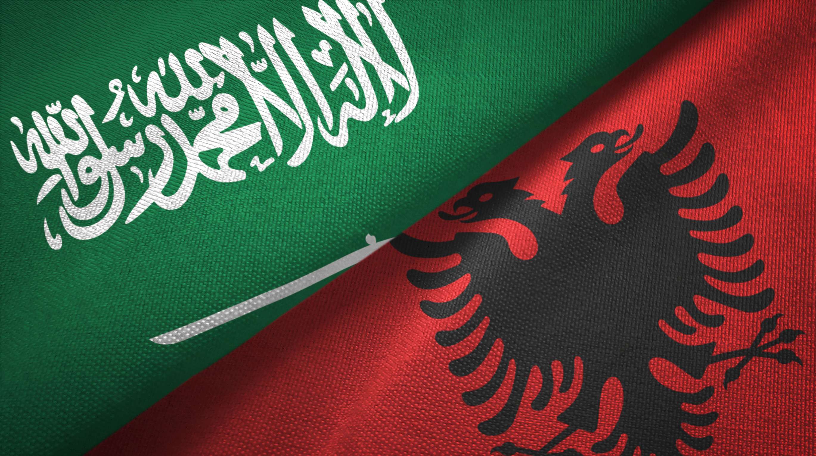 Saudi And Albania Flags Together 