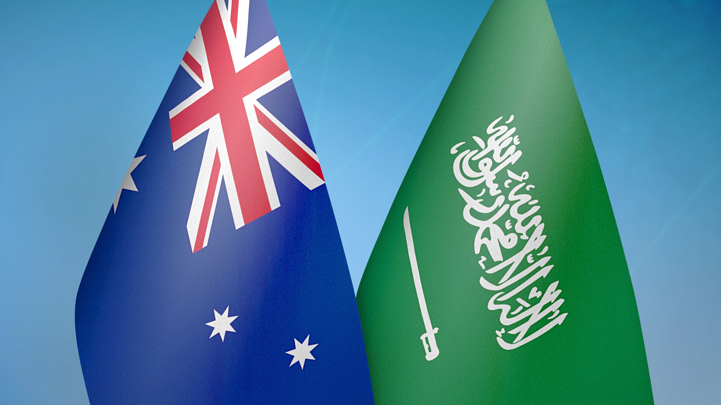 Saudi And Australian Flags Together