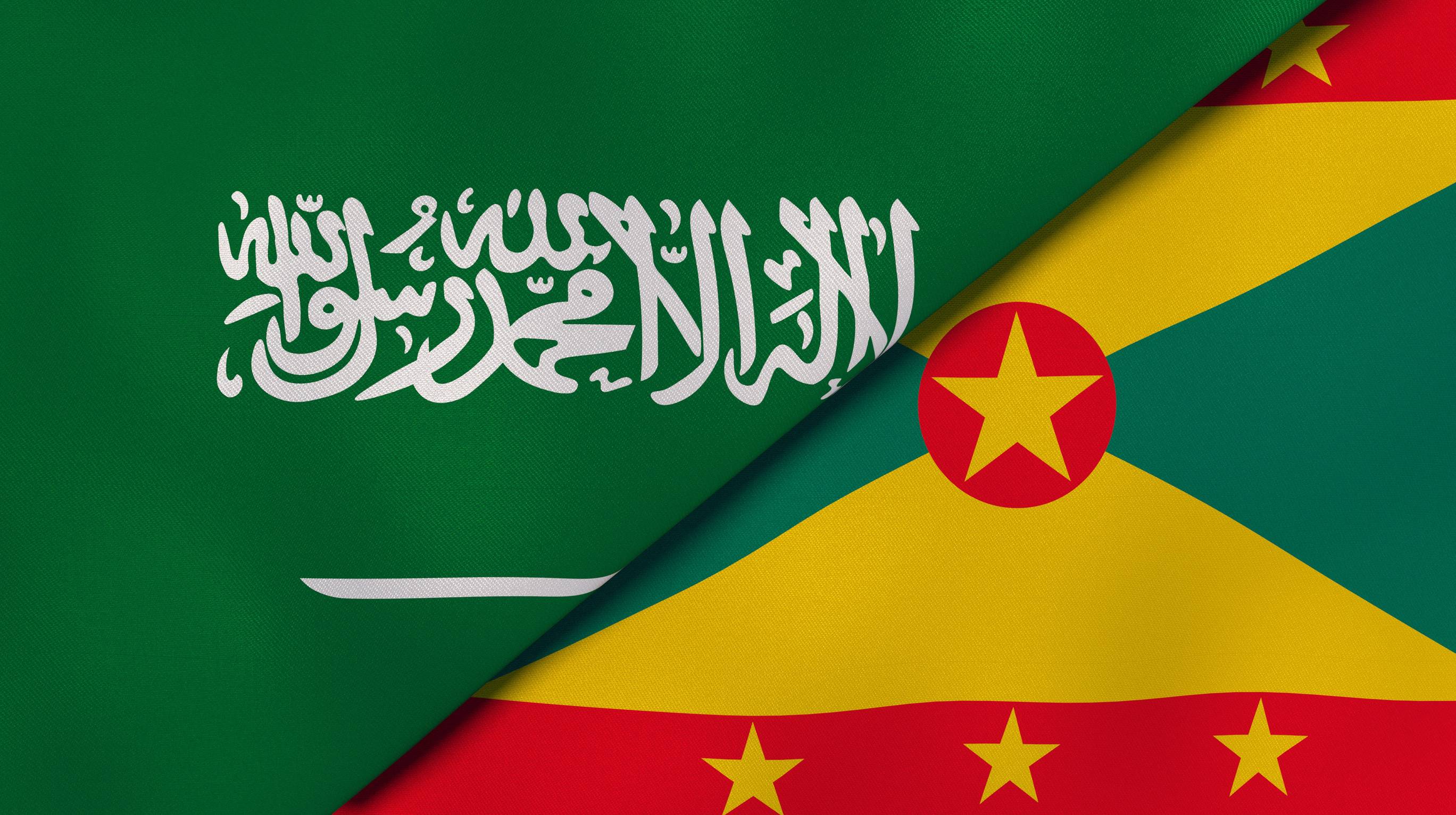 Saudi Arabia And Grenada Flags Overlapping